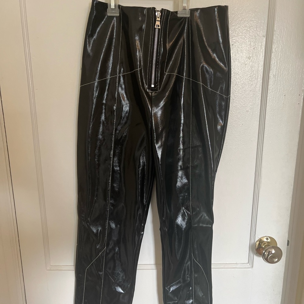 Black Shiny High-Waisted Pants
